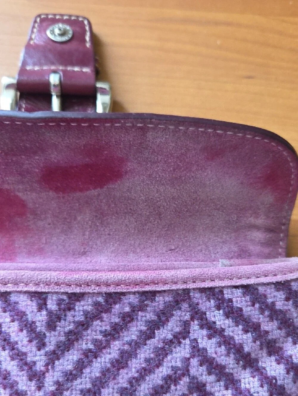 Coach RARE SOHO Purple Herringbone Wristlet Clutch with Buckle Detail - Picture 15 of 16
